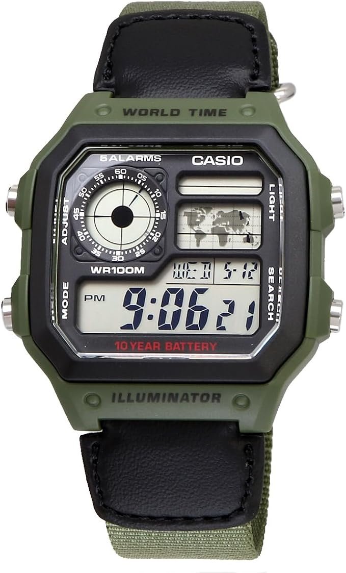 Reloj Casio AE-1200WHD sobre superficie oscura